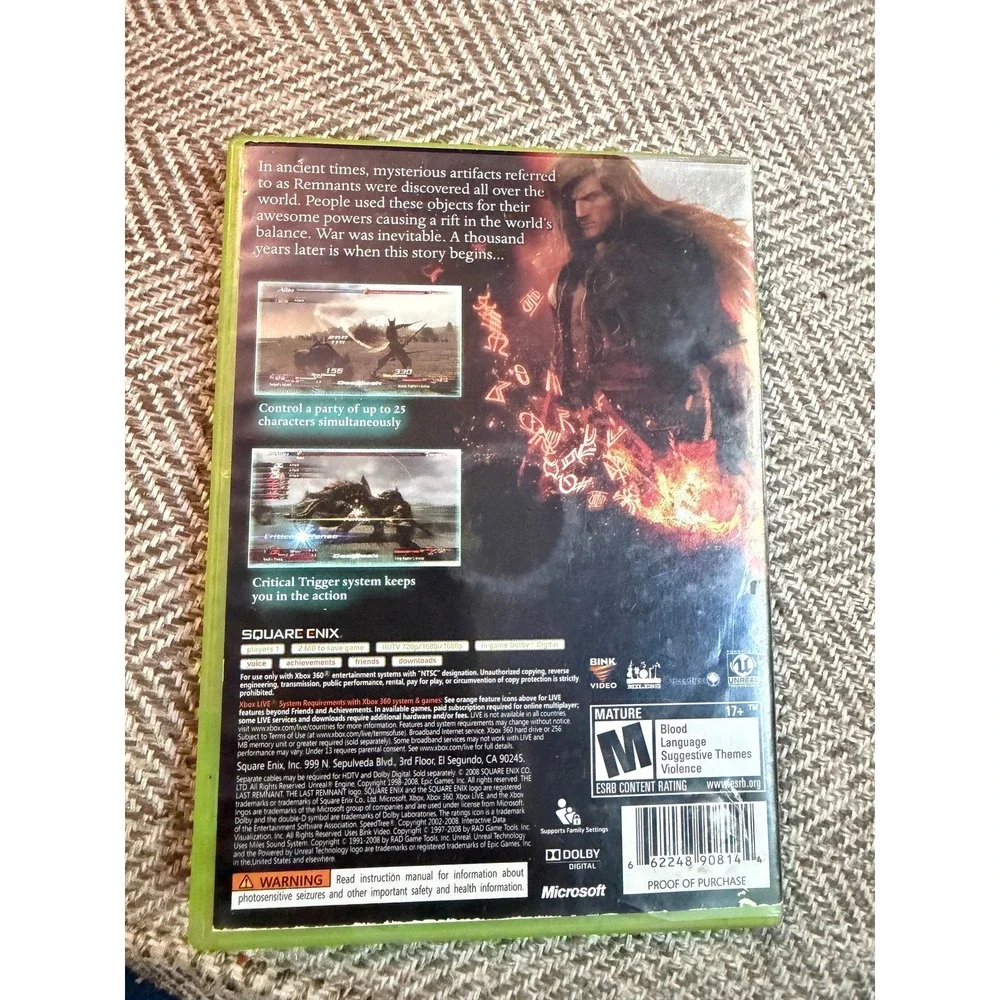 The Last Remnant Xbox 360 Square Enix RPG 2-Disc Set NTSC 2008